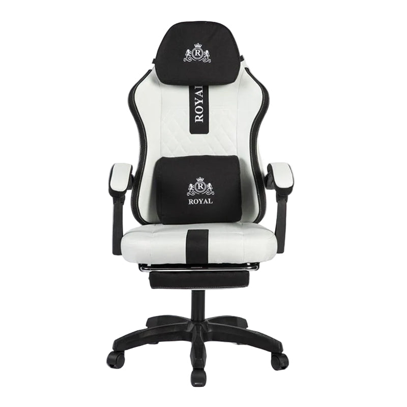 Royal Gaming Chair with Footrest Leather - White Royal Gaming Chair with Footrest Leather - White